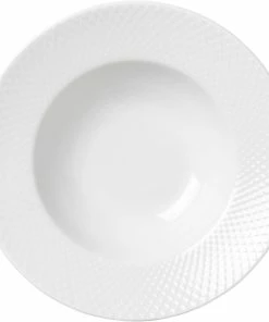 Lyngby Porcelæn Rhombe Pastatallerken Ø24,5 Cm Hvid Porcelæn