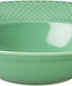 Lyngby Porcelæn Rhombe Dyb Tallerken Ø24,5 Cm Grøn Porcelæn
