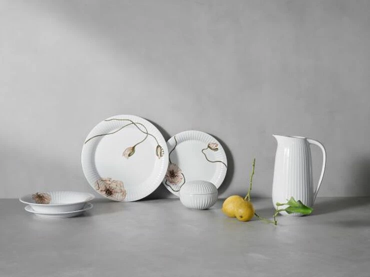 Kähler Hammershøi Poppy Tallerken Ø27 Cm Hvid Med Dekoration - Billede 3