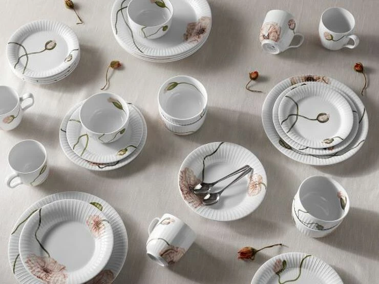 Kähler Hammershøi Poppy Tallerken Ø27 Cm Hvid Med Dekoration - Billede 4