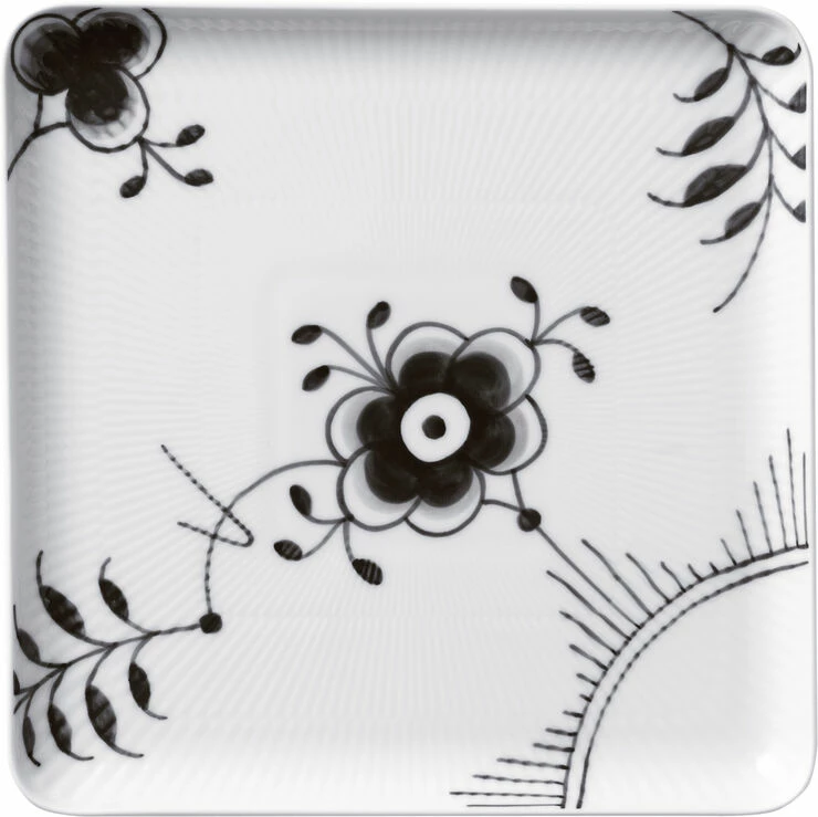 Royal Copenhagen Sort Mega Riflet 20 Cm Firkantet Tallerken