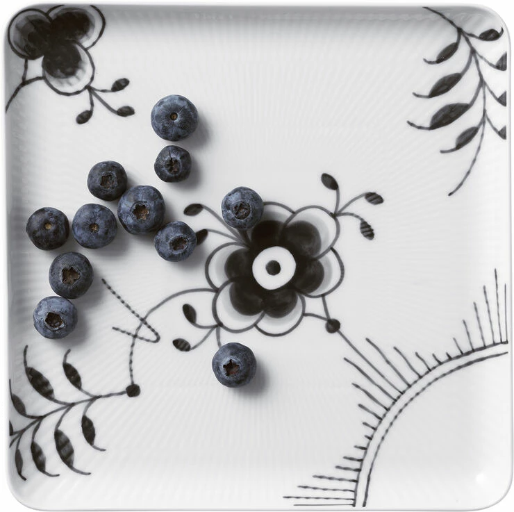 Royal Copenhagen Sort Mega Riflet 20 Cm Firkantet Tallerken - Billede 2