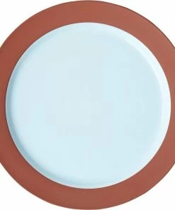 Studio About PLATE, LARGE, 2 PCS, CLAY TERRACOTTA, GLAZE LIGHT BLUE, 2501
