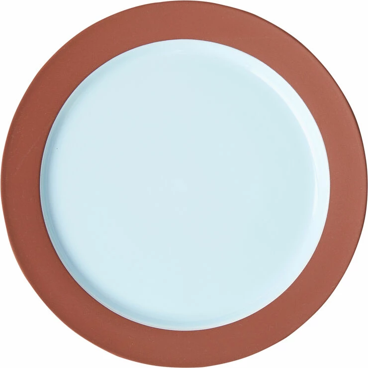 Studio About PLATE, LARGE, 2 PCS, CLAY TERRACOTTA, GLAZE LIGHT BLUE, 2501