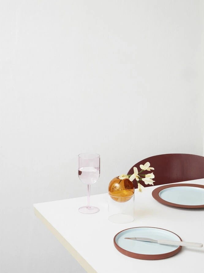 Studio About PLATE, LARGE, 2 PCS, CLAY TERRACOTTA, GLAZE LIGHT BLUE, 2501 - Billede 5