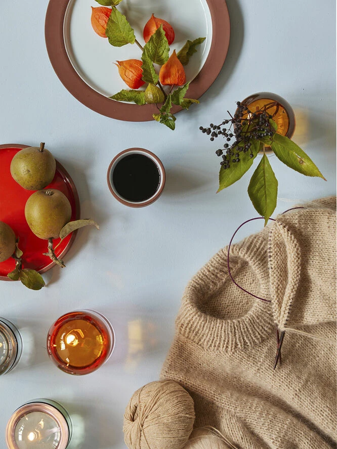 Studio About PLATE, LARGE, 2 PCS, CLAY TERRACOTTA, GLAZE LIGHT BLUE, 2501 - Billede 6