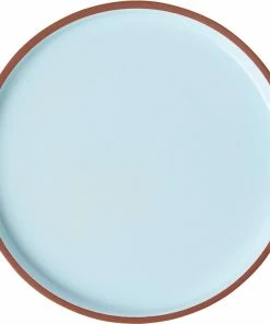 Studio About PLATE, MEDIUM, 2 PCS, CLAY TERRACOTTA, GLAZE LIGHT BLUE, 185