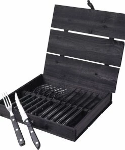 Gense Old Farmer Black Steakbestik/grillbestik 12 Dele Sort/stål